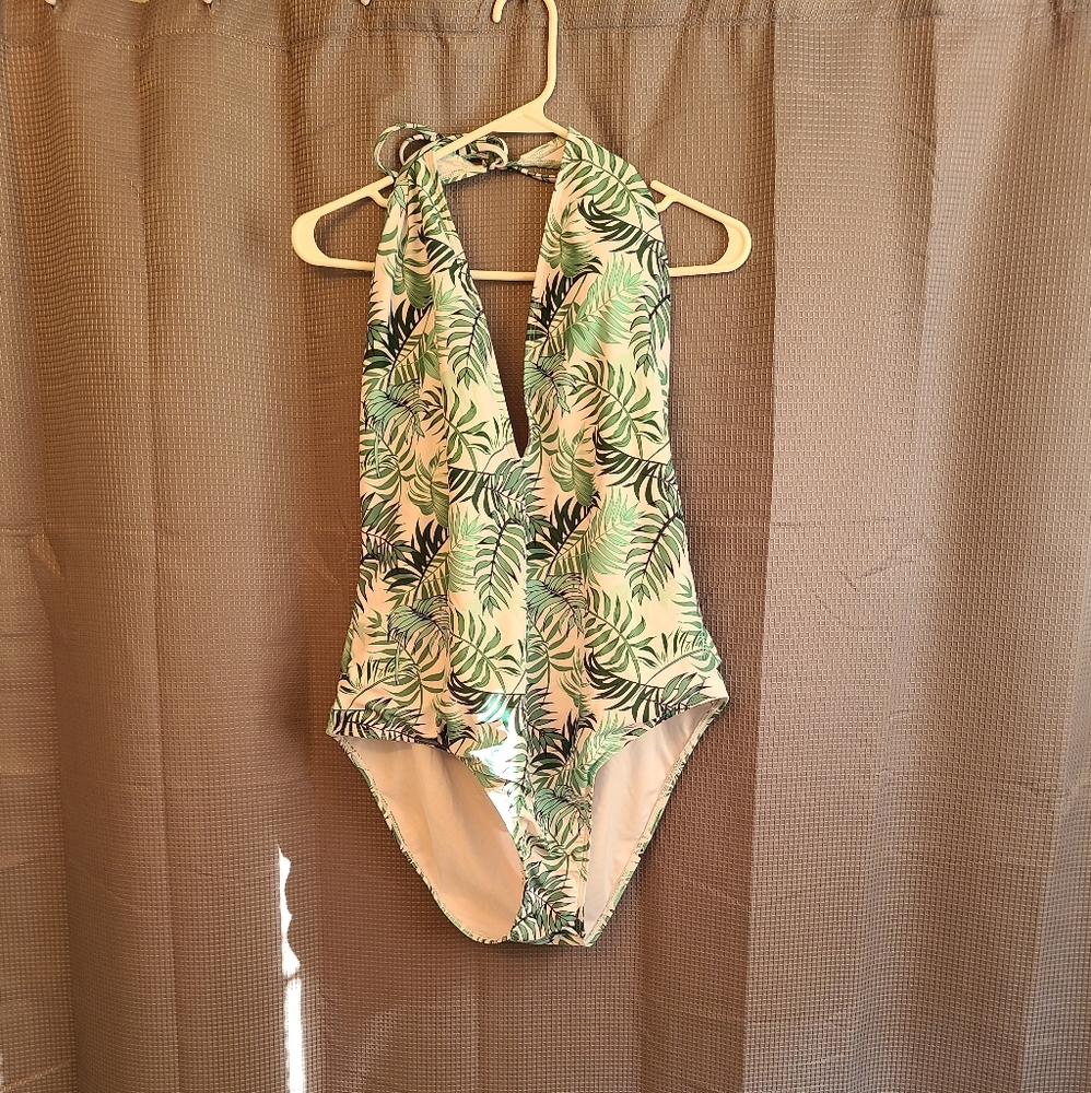 Palm leaf one piece swimsuit